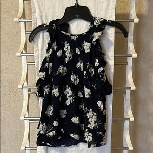 Abercrombie & Fitch Blue Ruffled Tank Top